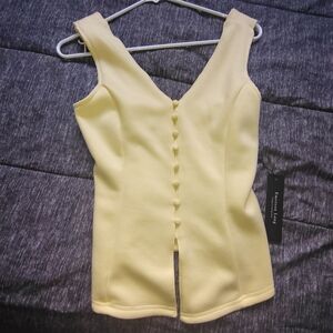 V-Neck Pale Yellow Button-Front Women's Camisole